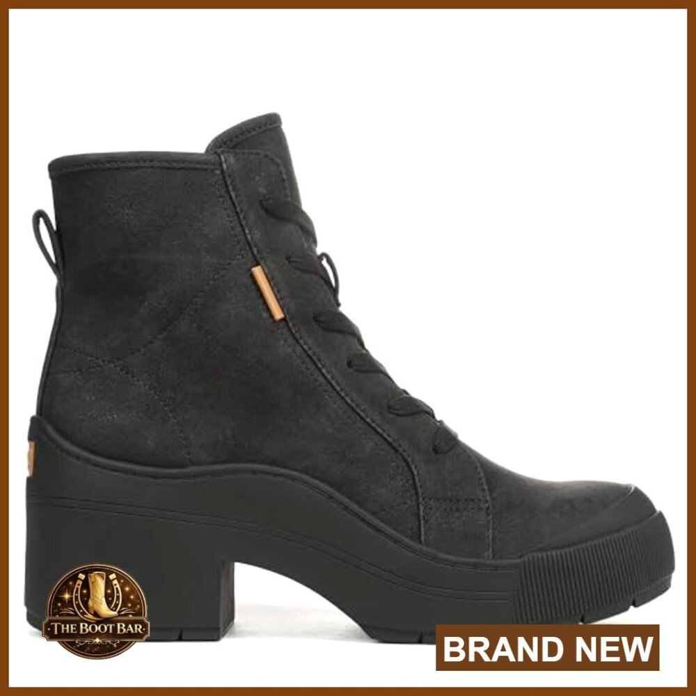 Platform Ankle Boots with Arch Support, Faux Leather, Lace-Up - Picture 6 of 7